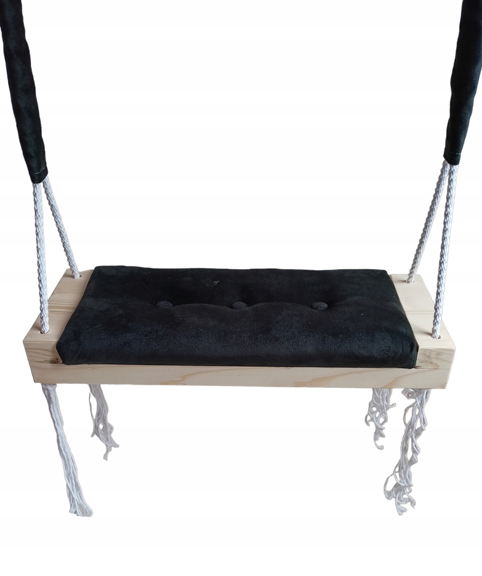 Závesná hojdačka, záhradná, detská, ČIERNA, čalúnená, 50 cm
